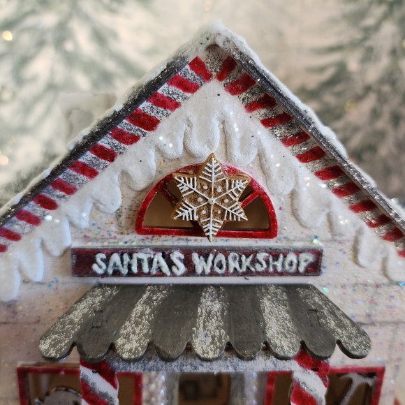 etro Inspired Upcycled LED Santa's Workshop Village House - Yellow Light - Picture 7 of 9